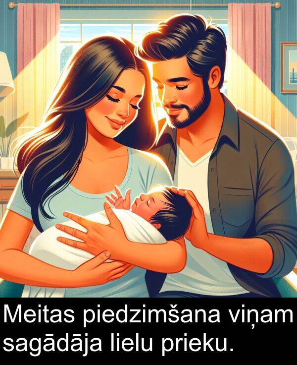 sagādāja: Meitas piedzimšana viņam sagādāja lielu prieku.