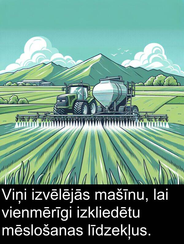 mēslošanas: Viņi izvēlējās mašīnu, lai vienmērīgi izkliedētu mēslošanas līdzekļus.