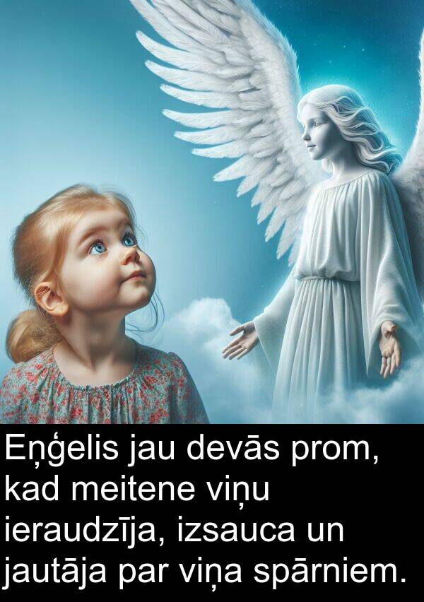 prom: Eņģelis jau devās prom, kad meitene viņu ieraudzīja, izsauca un jautāja par viņa spārniem.