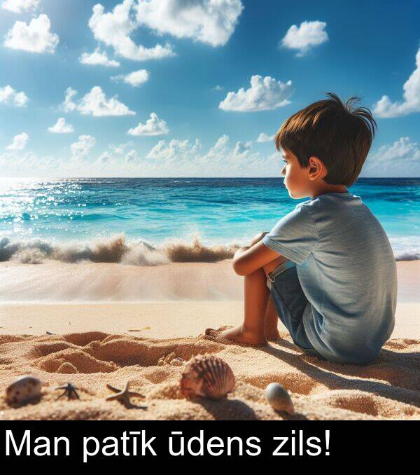 patīk: Man patīk ūdens zils!