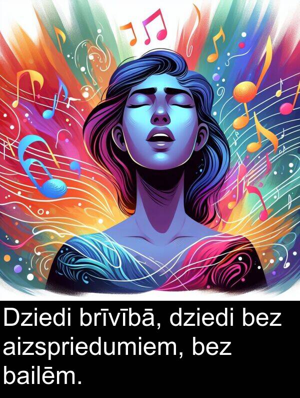 aizspriedumiem: Dziedi brīvībā, dziedi bez aizspriedumiem, bez bailēm.