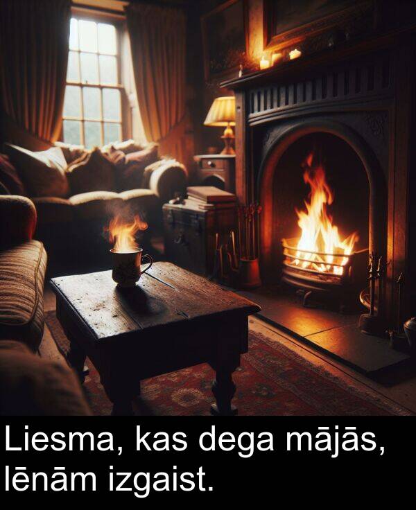 mājās: Liesma, kas dega mājās, lēnām izgaist.