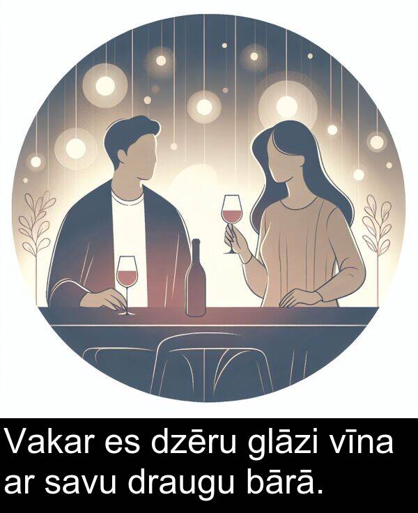 savu: Vakar es dzēru glāzi vīna ar savu draugu bārā.