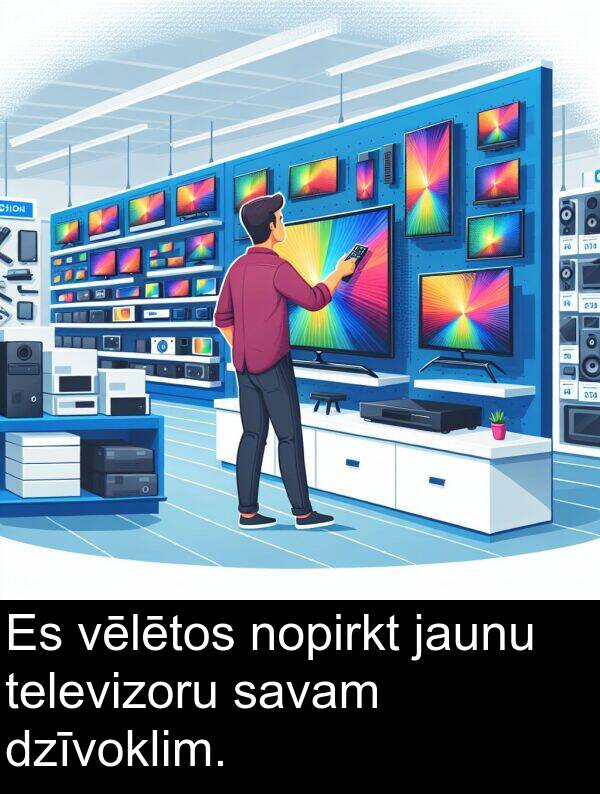 vēlētos: Es vēlētos nopirkt jaunu televizoru savam dzīvoklim.
