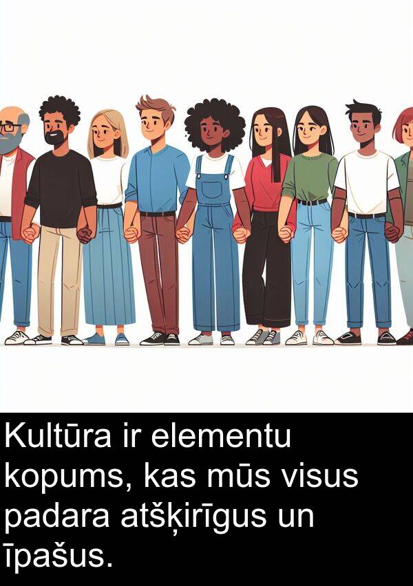 padara: Kultūra ir elementu kopums, kas mūs visus padara atšķirīgus un īpašus.