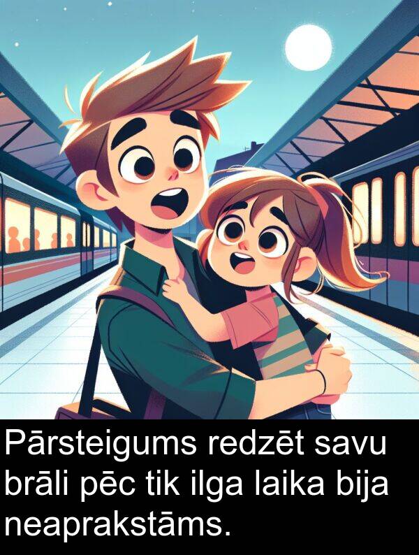 pēc: Pārsteigums redzēt savu brāli pēc tik ilga laika bija neaprakstāms.