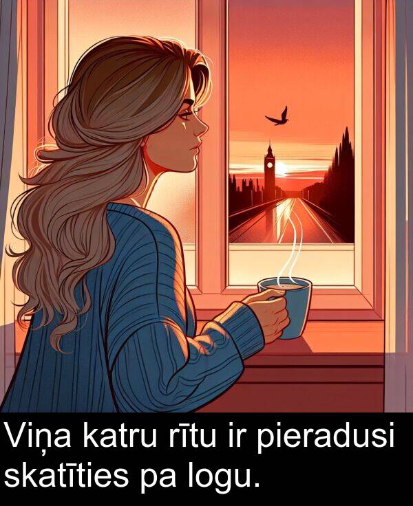logu: Viņa katru rītu ir pieradusi skatīties pa logu.