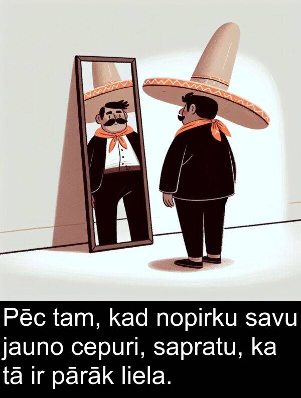 cepuri: Pēc tam, kad nopirku savu jauno cepuri, sapratu, ka tā ir pārāk liela.