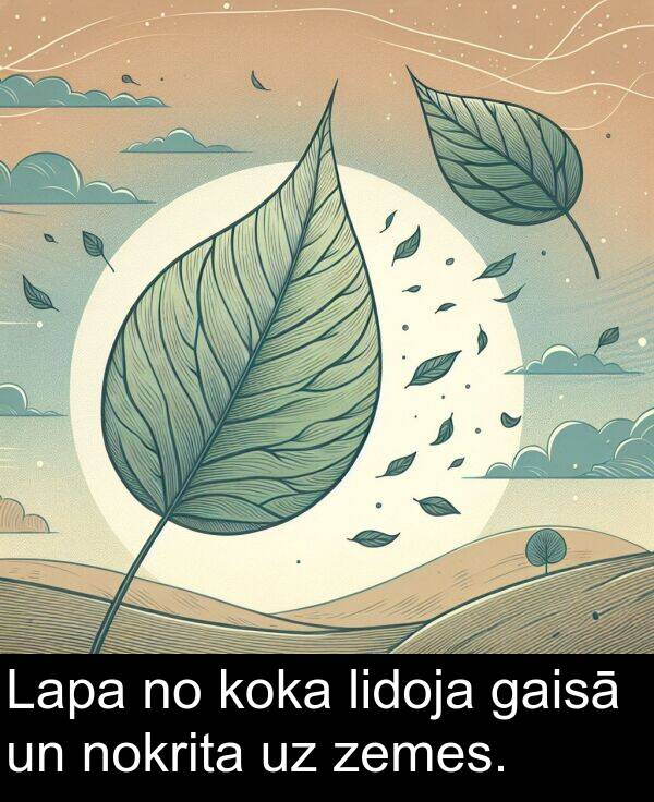 koka: Lapa no koka lidoja gaisā un nokrita uz zemes.