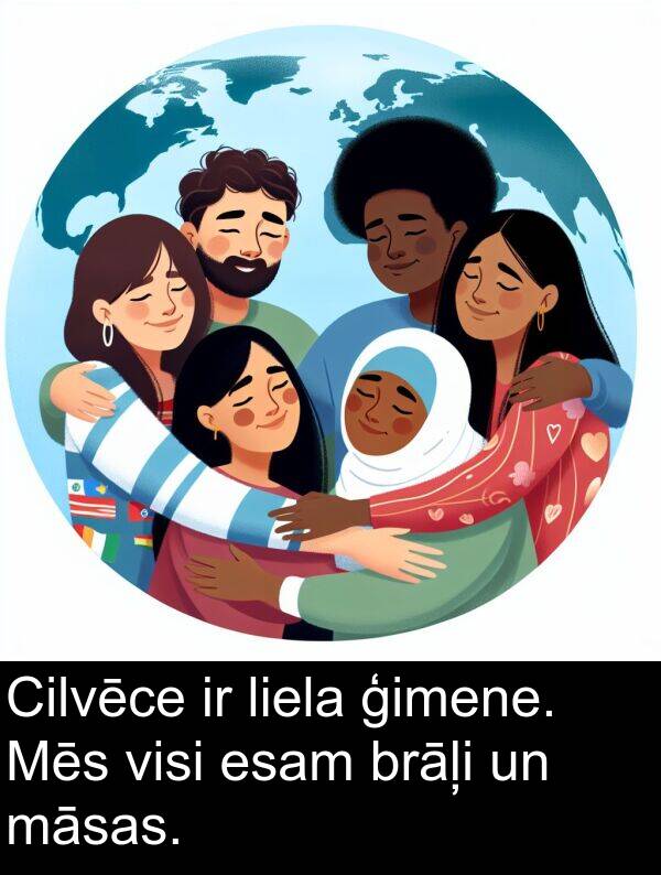 liela: Cilvēce ir liela ģimene. Mēs visi esam brāļi un māsas.