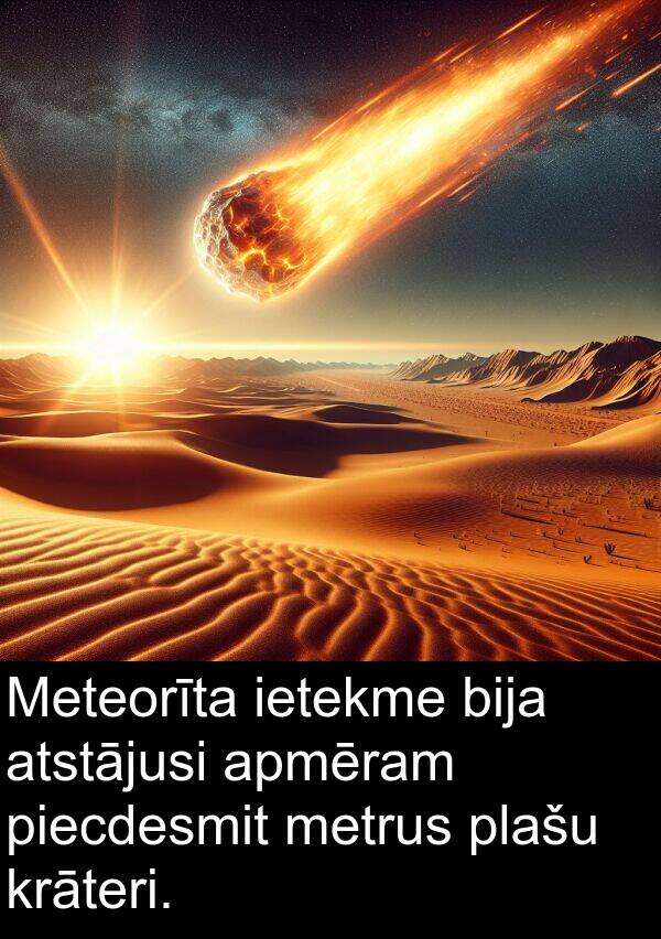 krāteri: Meteorīta ietekme bija atstājusi apmēram piecdesmit metrus plašu krāteri.
