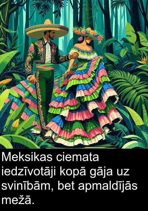 kopā: Meksikas ciemata iedzīvotāji kopā gāja uz svinībām, bet apmaldījās mežā.