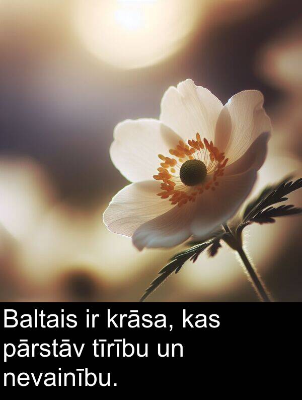 krāsa: Baltais ir krāsa, kas pārstāv tīrību un nevainību.
