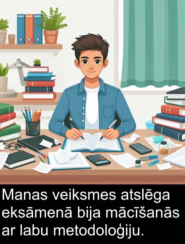 mācīšanās: Manas veiksmes atslēga eksāmenā bija mācīšanās ar labu metodoloģiju.