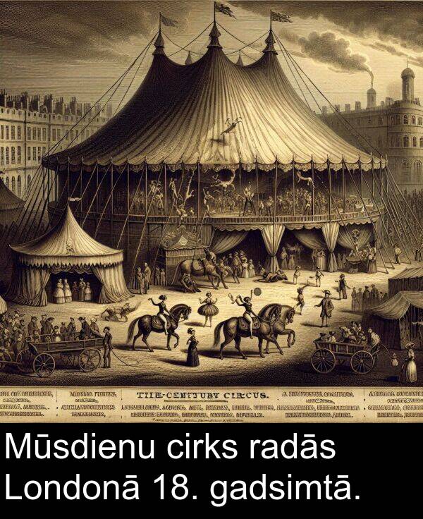 radās: Mūsdienu cirks radās Londonā 18. gadsimtā.