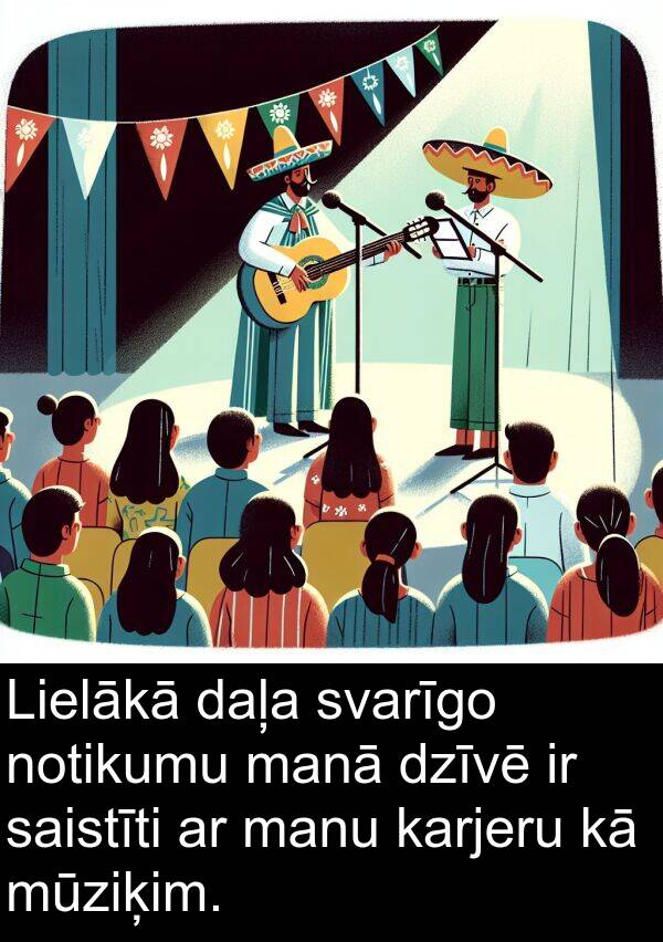 notikumu: Lielākā daļa svarīgo notikumu manā dzīvē ir saistīti ar manu karjeru kā mūziķim.