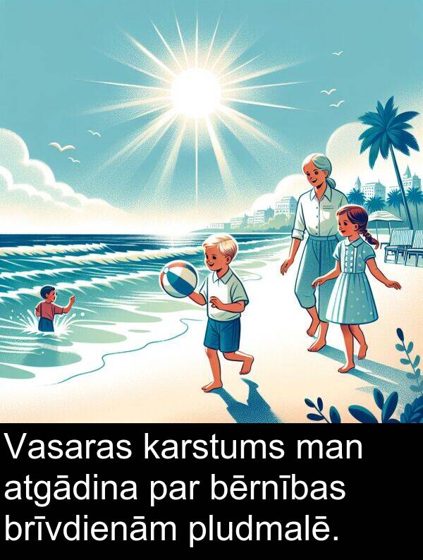 karstums: Vasaras karstums man atgādina par bērnības brīvdienām pludmalē.