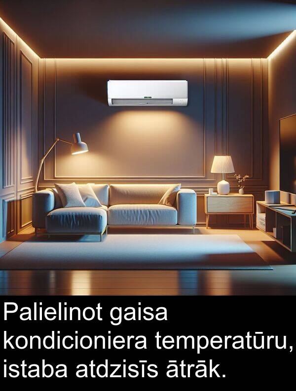 gaisa: Palielinot gaisa kondicioniera temperatūru, istaba atdzisīs ātrāk.