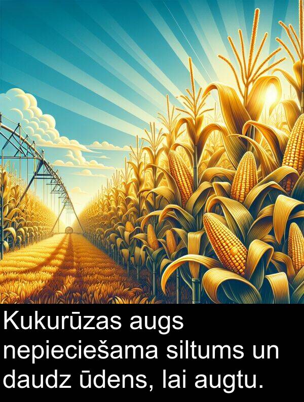 nepieciešama: Kukurūzas augs nepieciešama siltums un daudz ūdens, lai augtu.