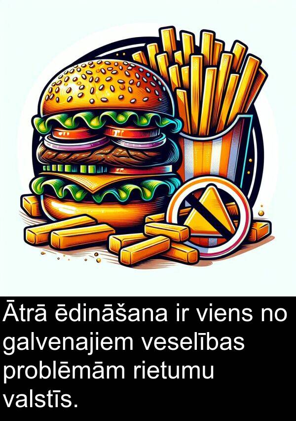 galvenajiem: Ātrā ēdināšana ir viens no galvenajiem veselības problēmām rietumu valstīs.