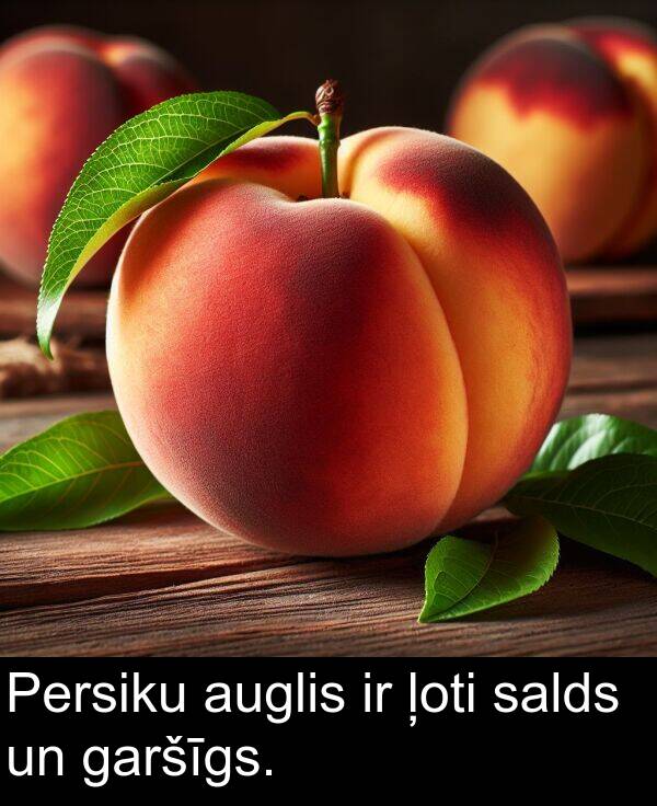 garšīgs: Persiku auglis ir ļoti salds un garšīgs.