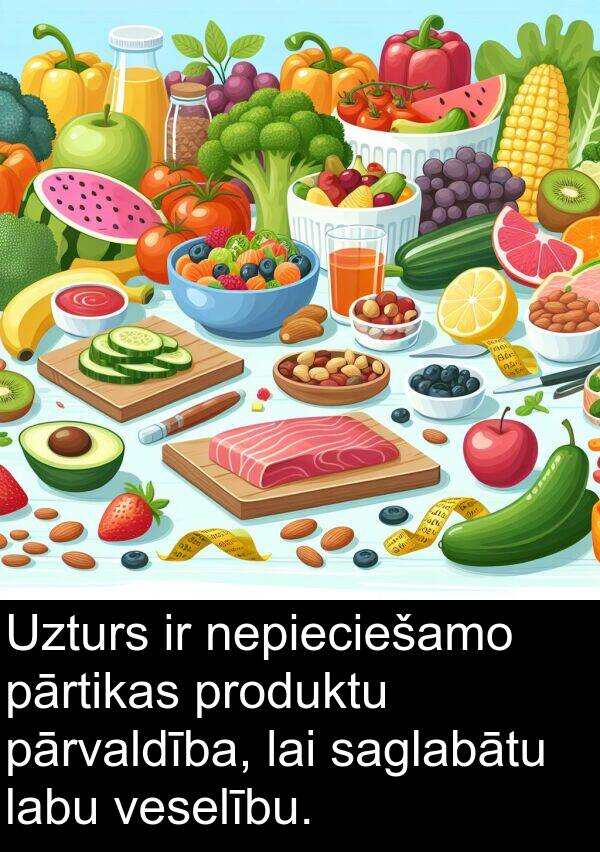 labu: Uzturs ir nepieciešamo pārtikas produktu pārvaldība, lai saglabātu labu veselību.