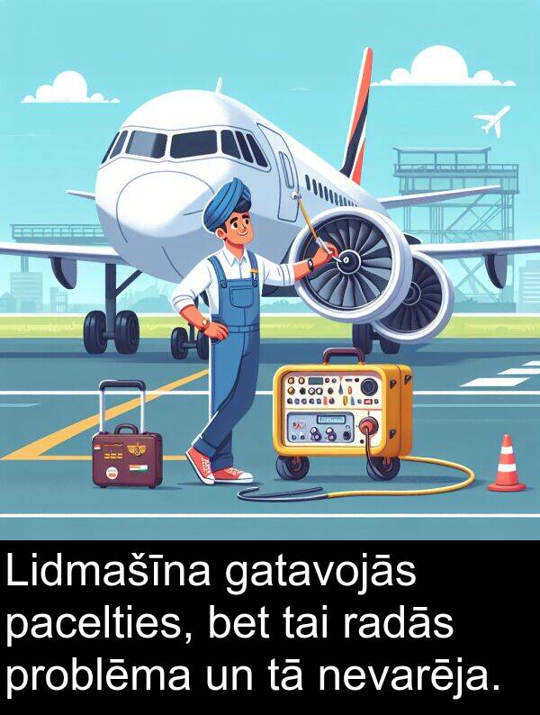 radās: Lidmašīna gatavojās pacelties, bet tai radās problēma un tā nevarēja.