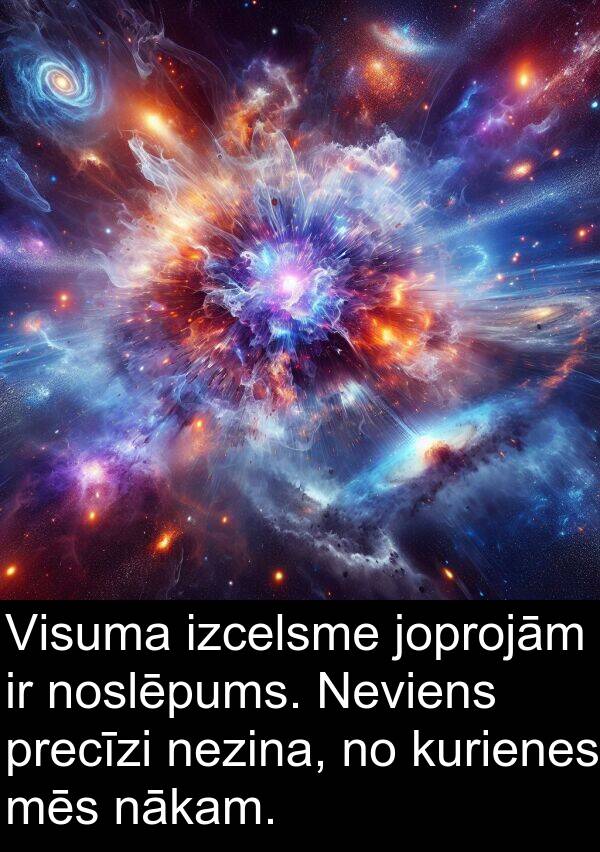 kurienes: Visuma izcelsme joprojām ir noslēpums. Neviens precīzi nezina, no kurienes mēs nākam.