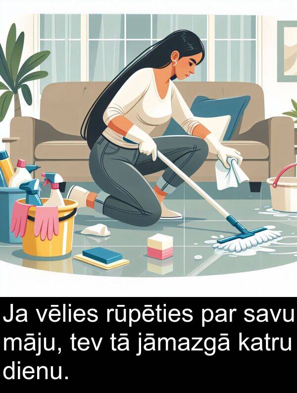 jāmazgā: Ja vēlies rūpēties par savu māju, tev tā jāmazgā katru dienu.