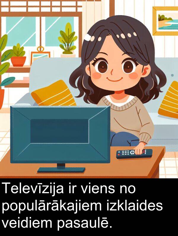 populārākajiem: Televīzija ir viens no populārākajiem izklaides veidiem pasaulē.