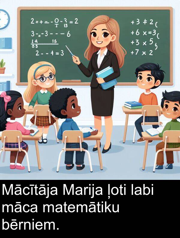māca: Mācītāja Marija ļoti labi māca matemātiku bērniem.