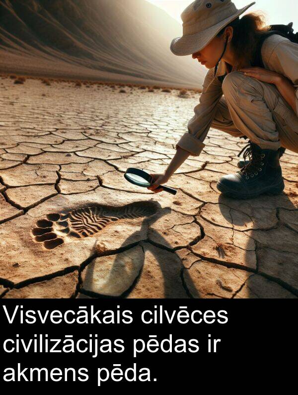 pēdas: Visvecākais cilvēces civilizācijas pēdas ir akmens pēda.