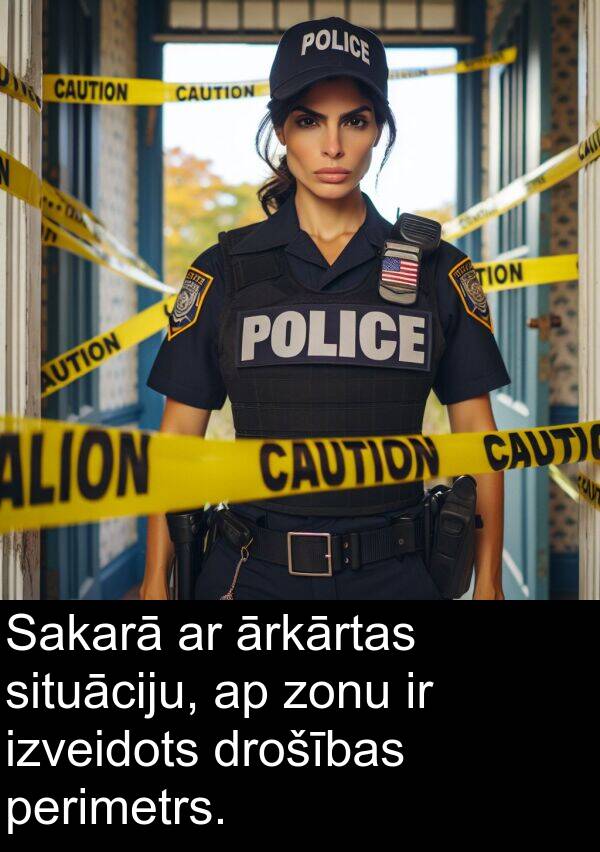 ārkārtas: Sakarā ar ārkārtas situāciju, ap zonu ir izveidots drošības perimetrs.