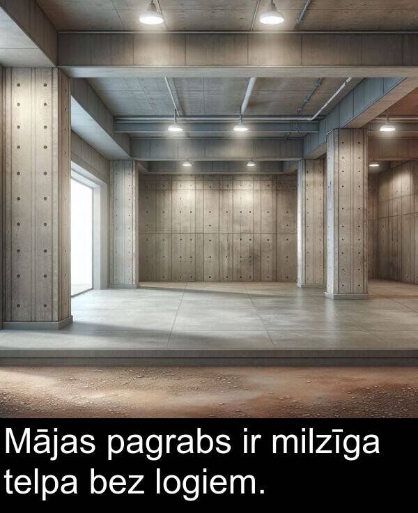 pagrabs: Mājas pagrabs ir milzīga telpa bez logiem.