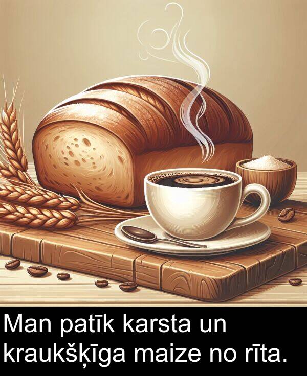 patīk: Man patīk karsta un kraukšķīga maize no rīta.