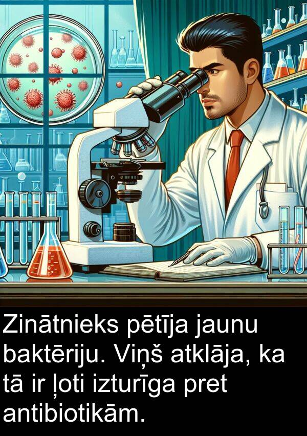 antibiotikām: Zinātnieks pētīja jaunu baktēriju. Viņš atklāja, ka tā ir ļoti izturīga pret antibiotikām.