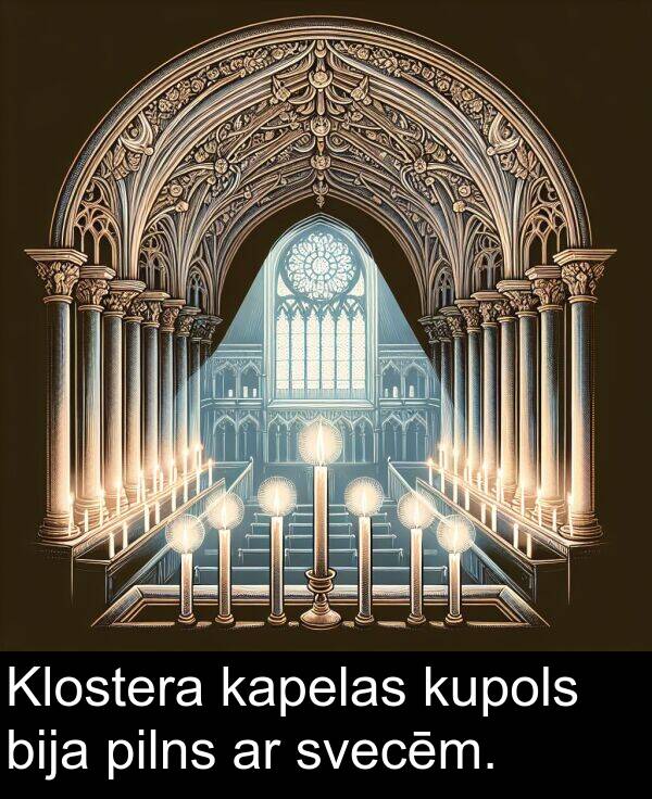 svecēm: Klostera kapelas kupols bija pilns ar svecēm.