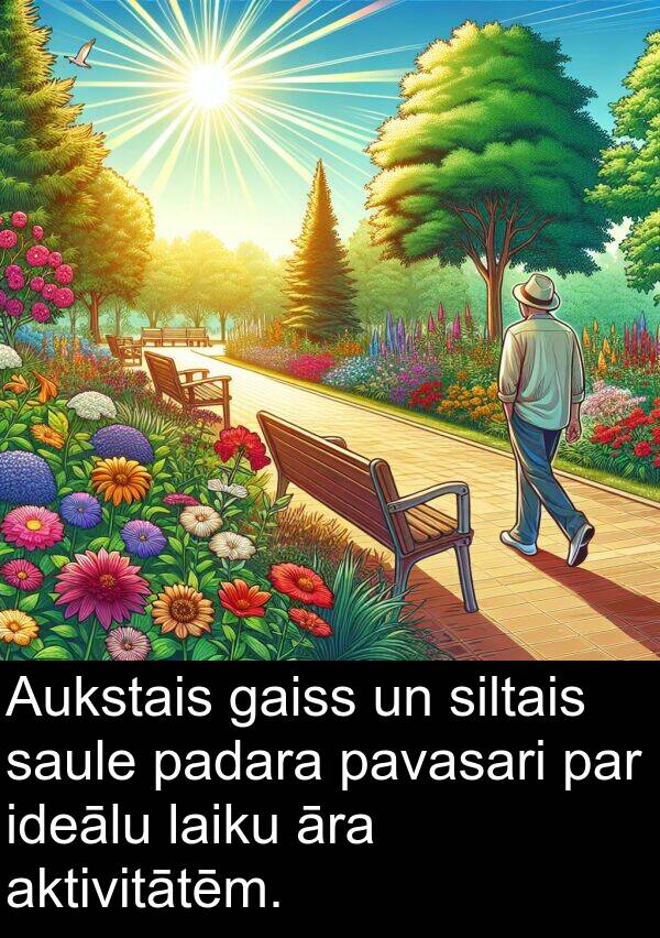 pavasari: Aukstais gaiss un siltais saule padara pavasari par ideālu laiku āra aktivitātēm.