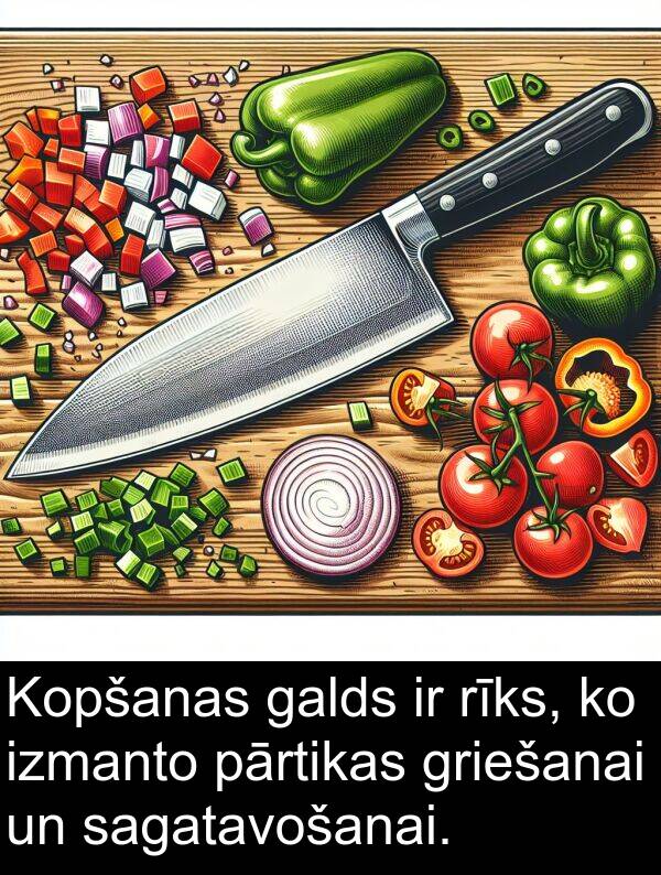 galds: Kopšanas galds ir rīks, ko izmanto pārtikas griešanai un sagatavošanai.