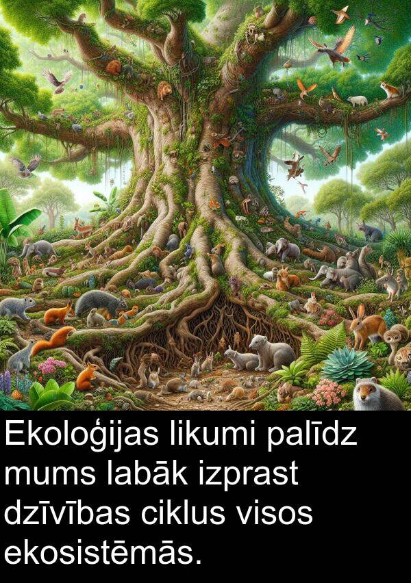 ekosistēmās: Ekoloģijas likumi palīdz mums labāk izprast dzīvības ciklus visos ekosistēmās.