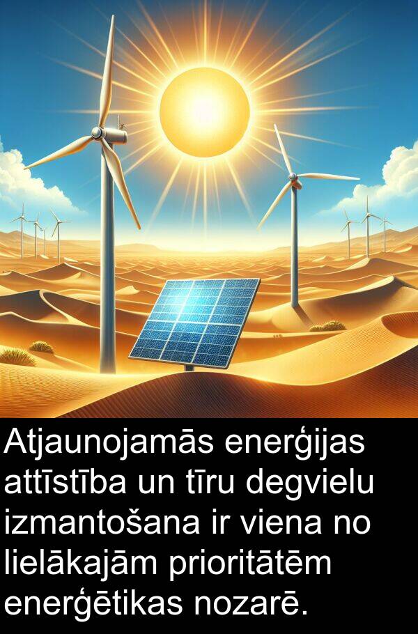 nozarē: Atjaunojamās enerģijas attīstība un tīru degvielu izmantošana ir viena no lielākajām prioritātēm enerģētikas nozarē.