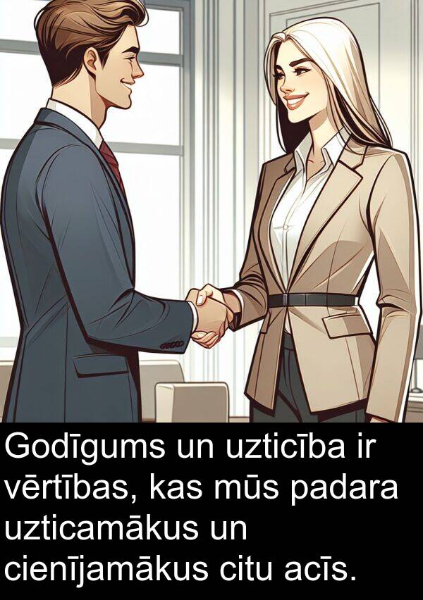 acīs: Godīgums un uzticība ir vērtības, kas mūs padara uzticamākus un cienījamākus citu acīs.