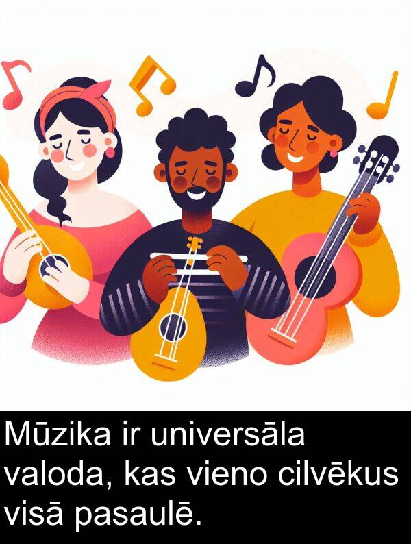 universāla: Mūzika ir universāla valoda, kas vieno cilvēkus visā pasaulē.