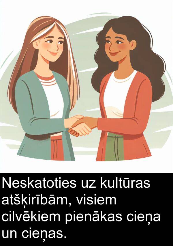 kultūras: Neskatoties uz kultūras atšķirībām, visiem cilvēkiem pienākas cieņa un cieņas.