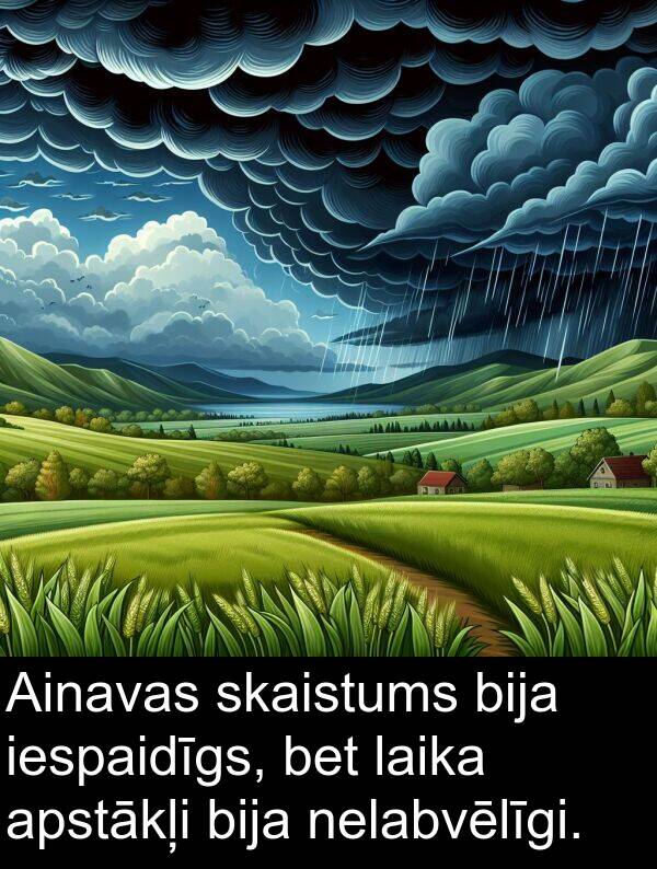 apstākļi: Ainavas skaistums bija iespaidīgs, bet laika apstākļi bija nelabvēlīgi.