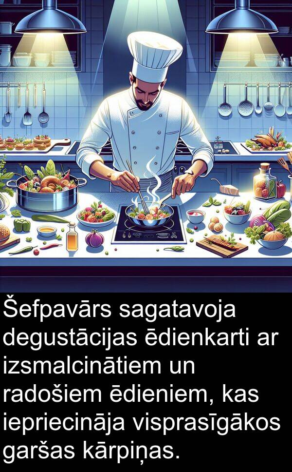 degustācijas: Šefpavārs sagatavoja degustācijas ēdienkarti ar izsmalcinātiem un radošiem ēdieniem, kas iepriecināja visprasīgākos garšas kārpiņas.