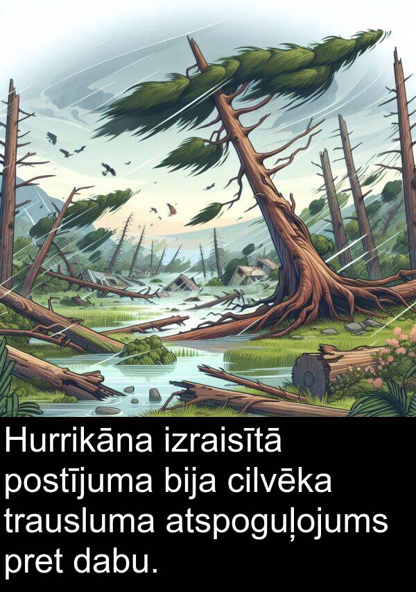atspoguļojums: Hurrikāna izraisītā postījuma bija cilvēka trausluma atspoguļojums pret dabu.