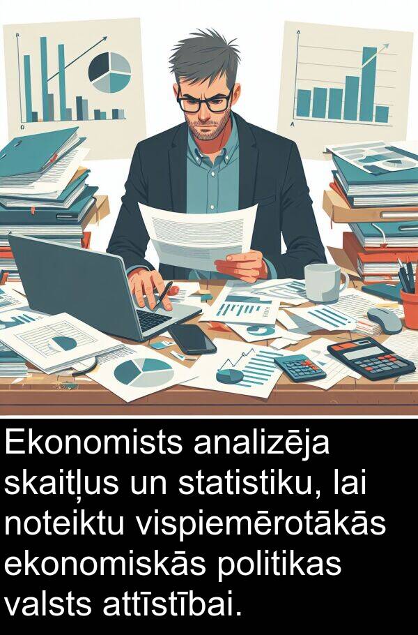 ekonomiskās: Ekonomists analizēja skaitļus un statistiku, lai noteiktu vispiemērotākās ekonomiskās politikas valsts attīstībai.
