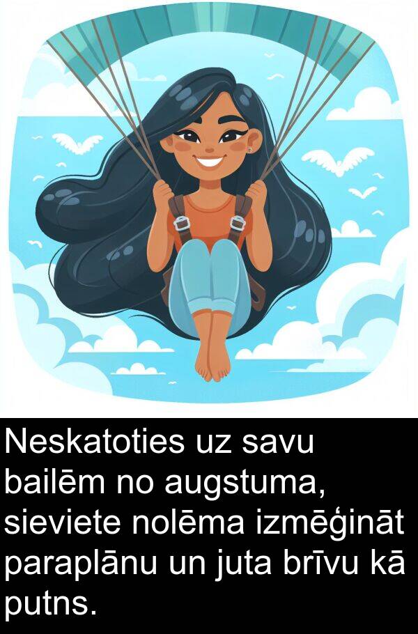 juta: Neskatoties uz savu bailēm no augstuma, sieviete nolēma izmēģināt paraplānu un juta brīvu kā putns.