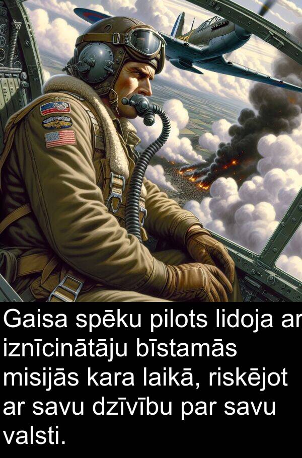 pilots: Gaisa spēku pilots lidoja ar iznīcinātāju bīstamās misijās kara laikā, riskējot ar savu dzīvību par savu valsti.